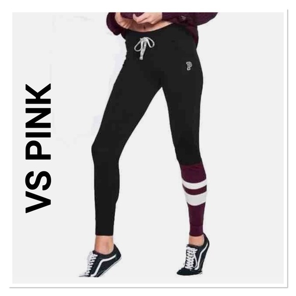 PINK Victoria's Secret Pants - VS PINK Yoga Campus Legging size small Ruby & Black